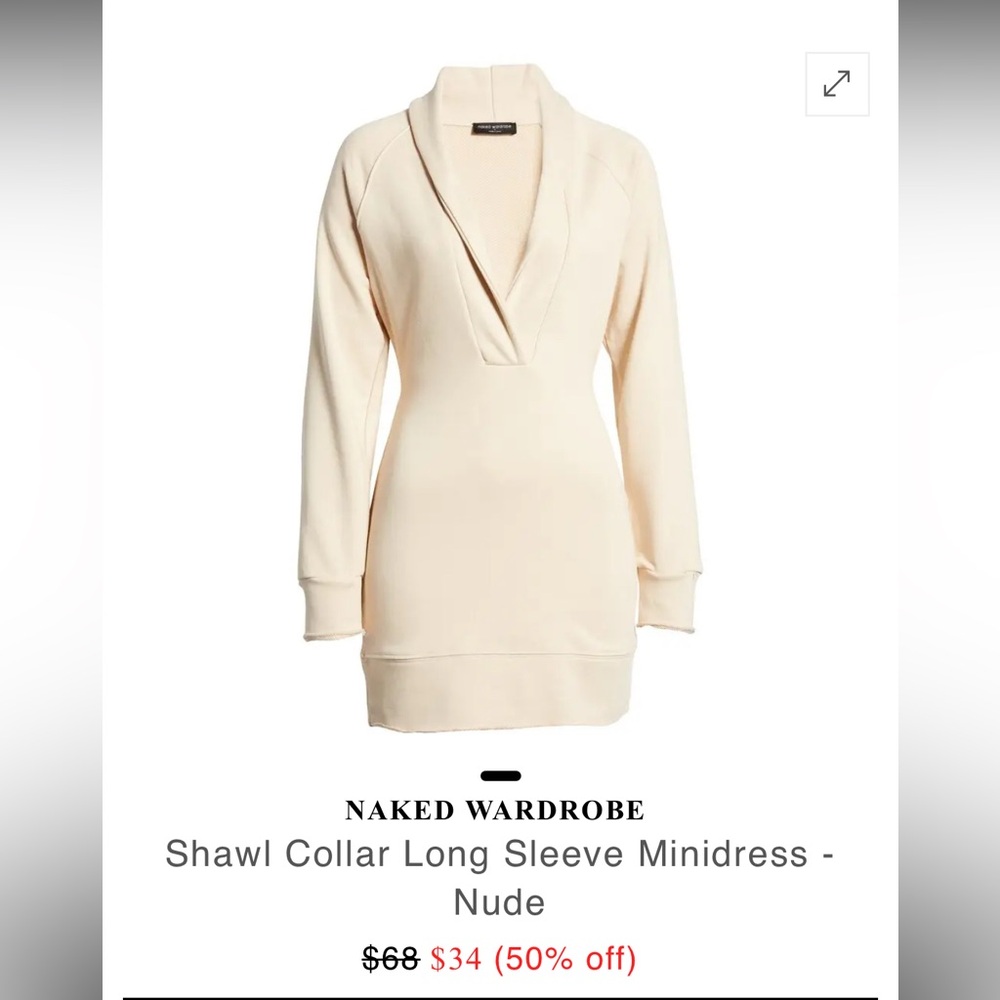 Naked Wardrobe Cream Shawl Collar Minidress